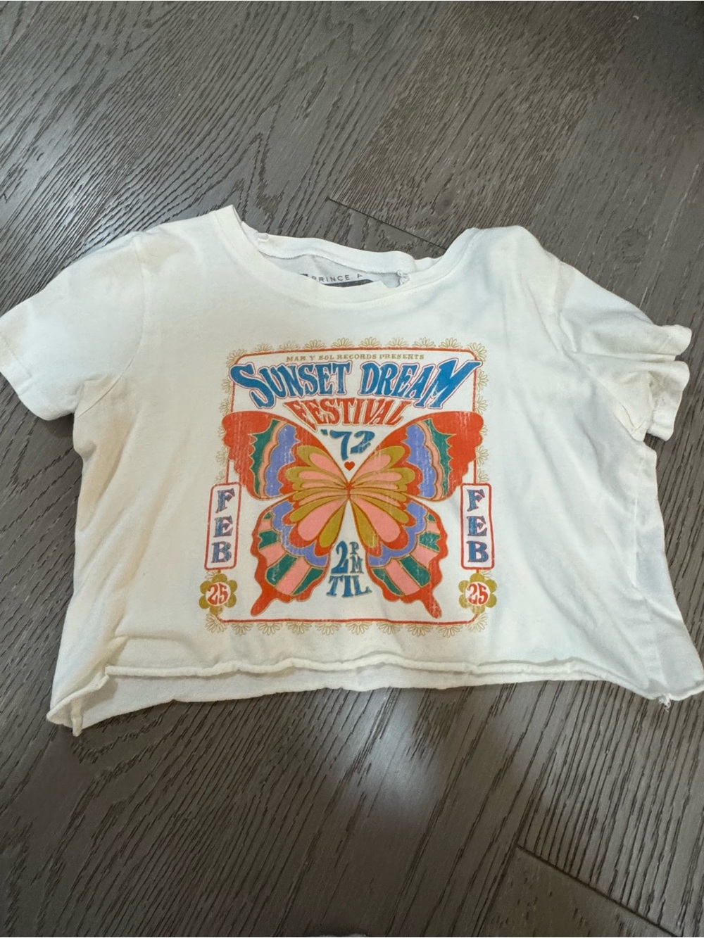 Prince Peter Collection White Tee with Multicolor Butterfly Graphic
